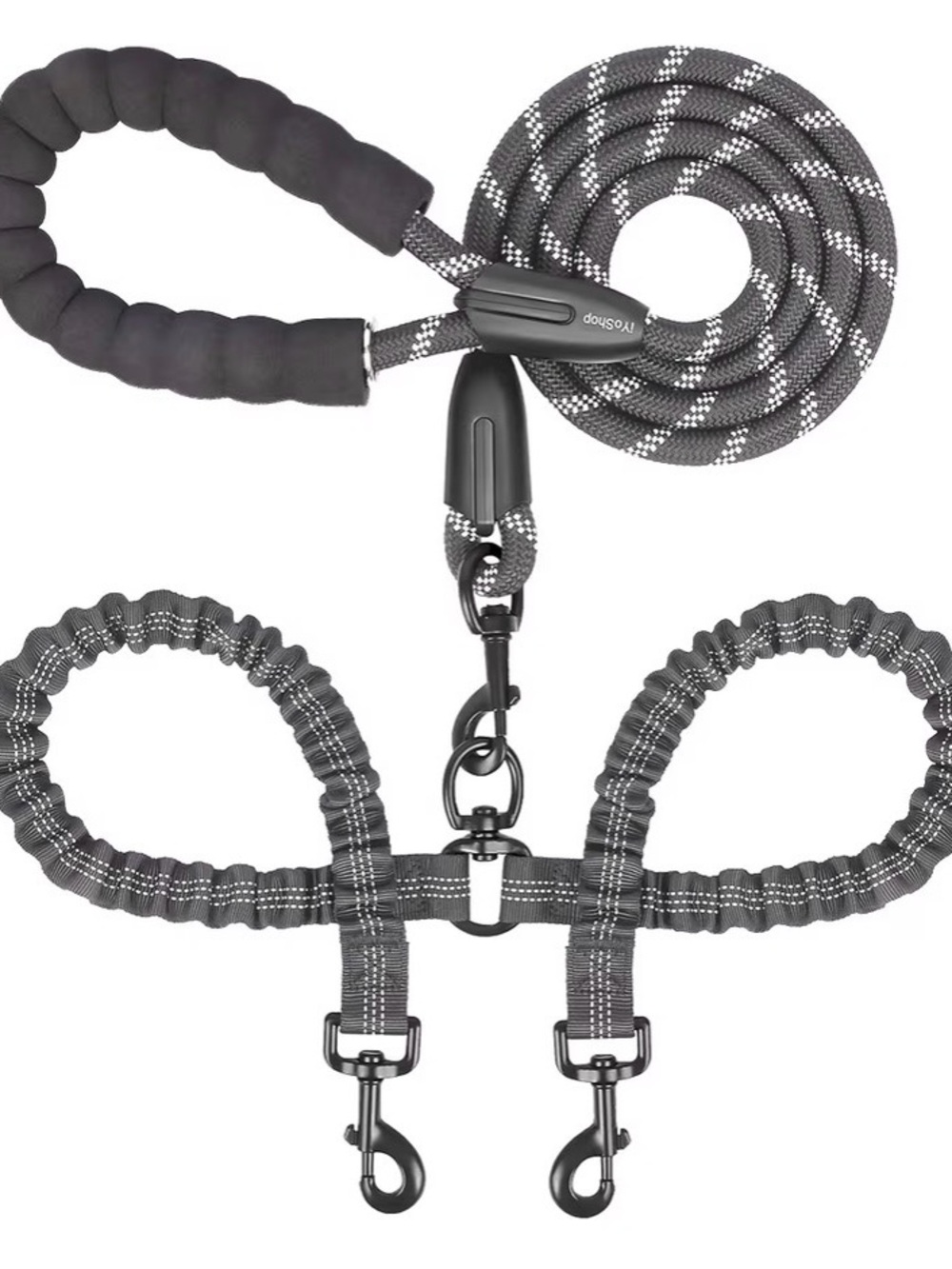 Black Dual Dog Leash - Large
